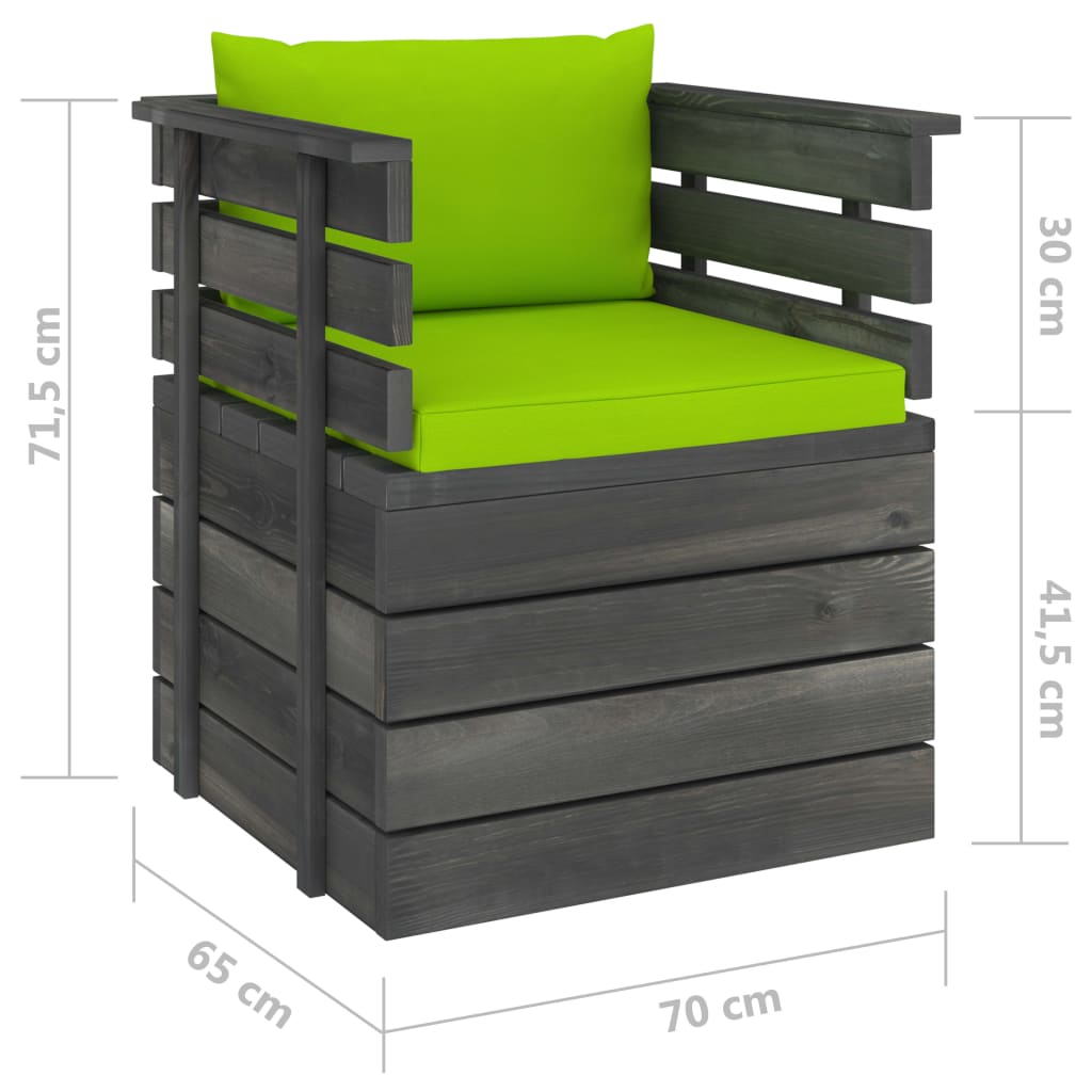 Fauteuil de jardin avec coussins Bois de pin