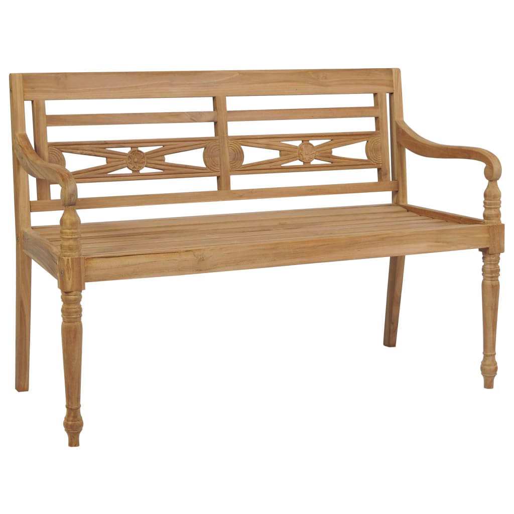 Banc Batavia avec coussin gris 120 cm Bois de teck massif