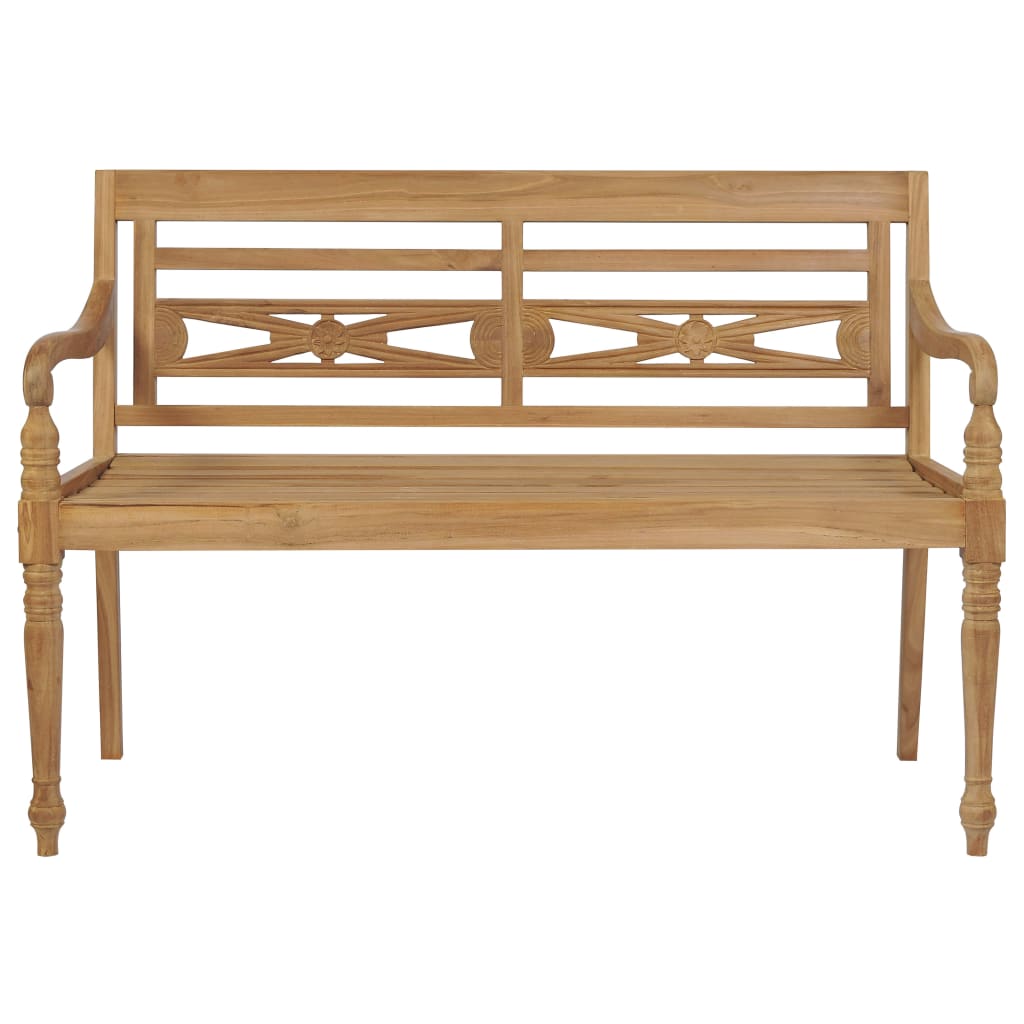 Banc Batavia avec coussin gris 120 cm Bois de teck massif