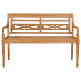 Banc Batavia avec coussin gris 120 cm Bois de teck massif