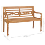 Banc Batavia avec coussin gris 120 cm Bois de teck massif