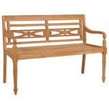 Banc Batavia avec coussin beige 120 cm Bois de teck massif