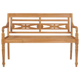 Banc Batavia avec coussin beige 120 cm Bois de teck massif