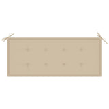 Banc Batavia avec coussin beige 120 cm Bois de teck massif