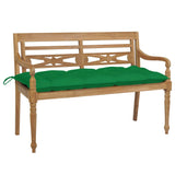 Banc Batavia avec coussin vert 120 cm Bois de teck massif