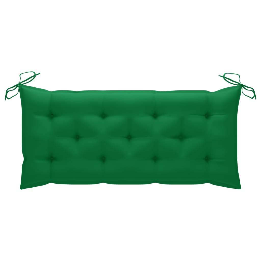 Banc Batavia avec coussin vert 120 cm Bois de teck massif