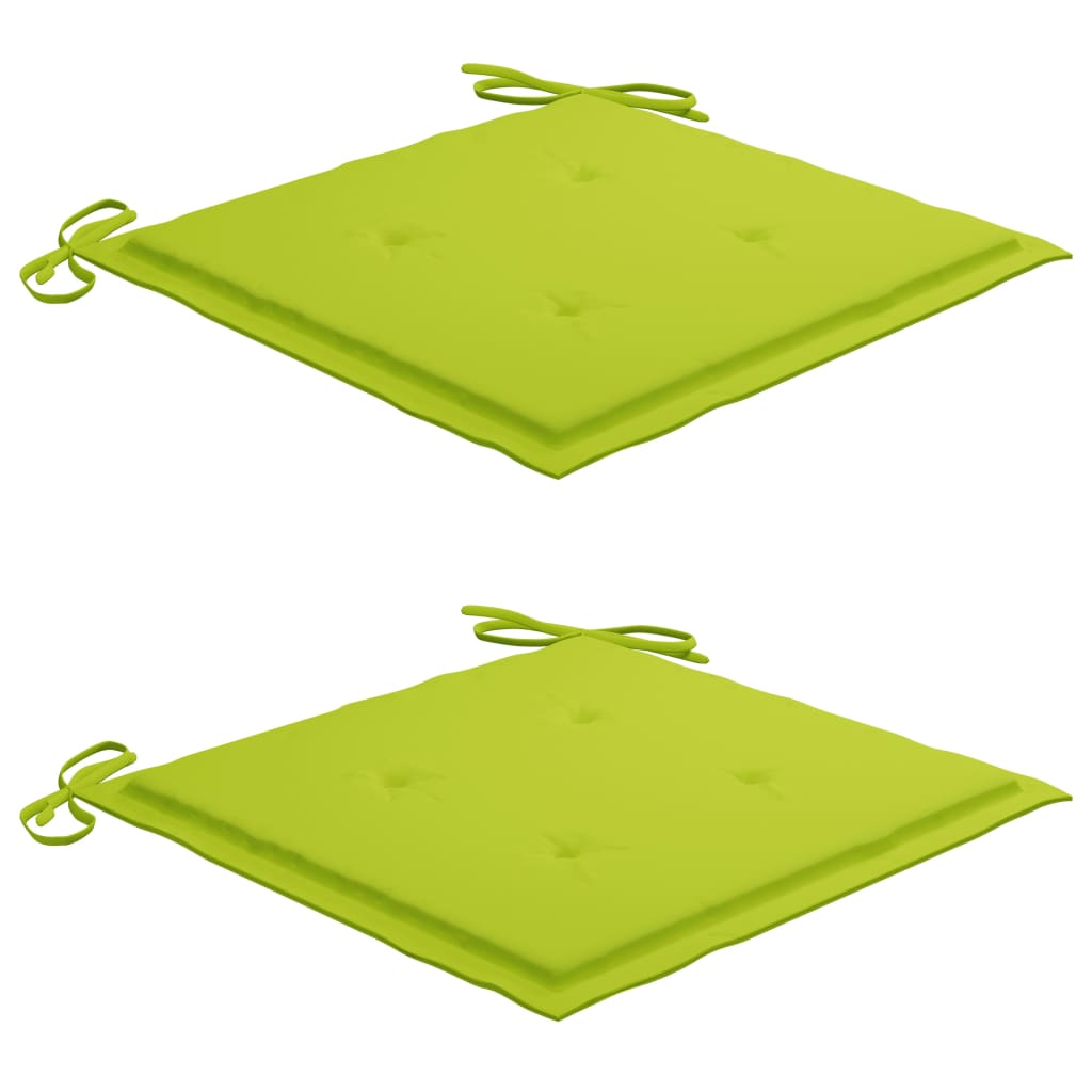 Chaises de jardin lot de 2 avec coussins vert vif Teck massif