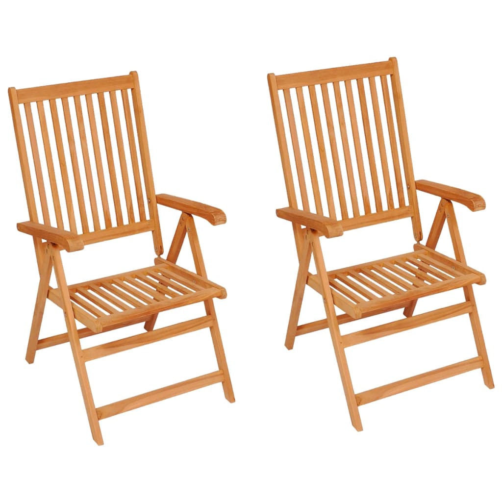 Chaises de jardin lot de 2 et coussins bleu royal Teck massif