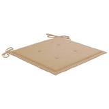 Beige Gartenstühle und Kissen, 2er-Set, massives Teakholz