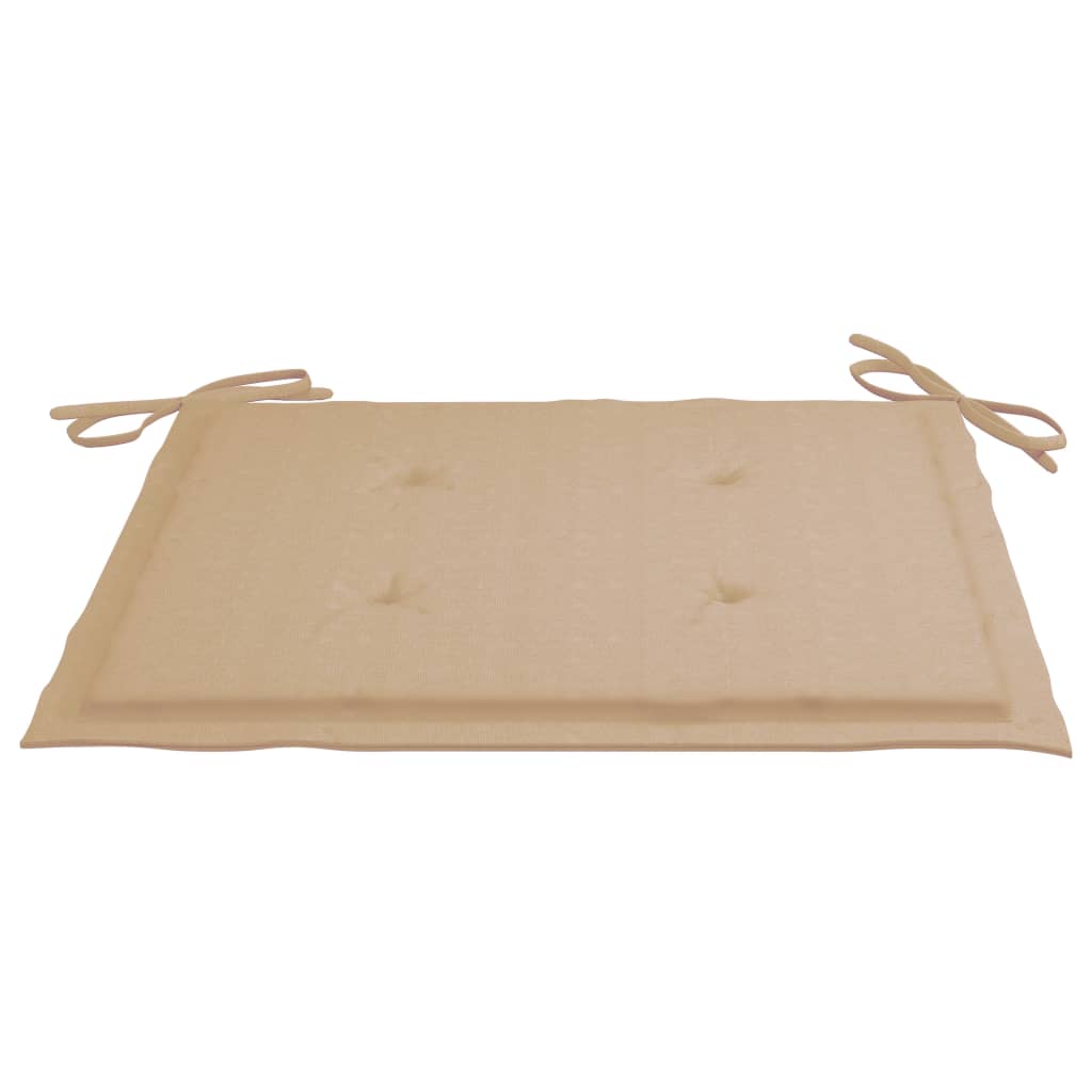 Beige Gartenstühle und Kissen, 2er-Set, massives Teakholz