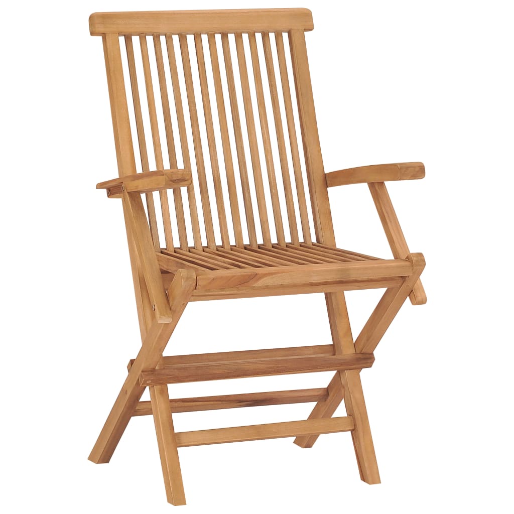 Chaises de jardin avec coussins beige lot de 2 Bois teck massif