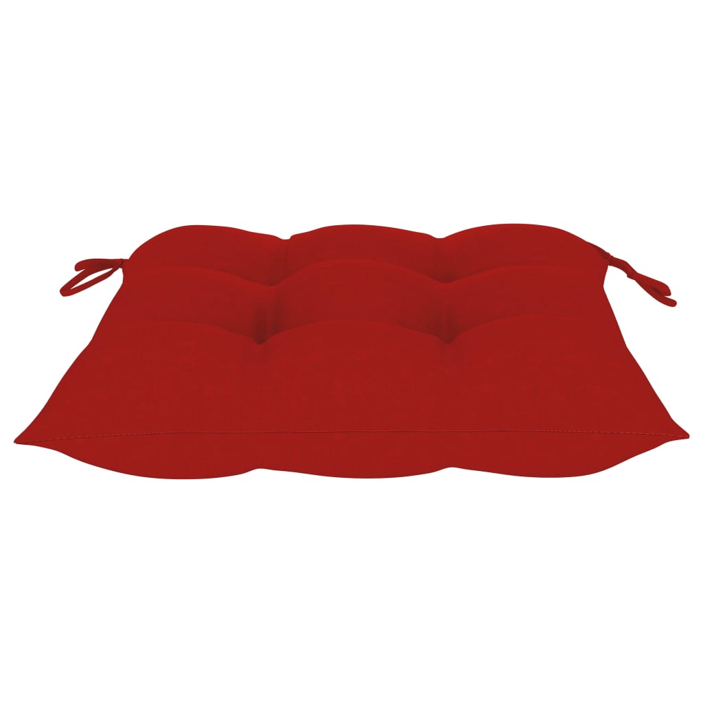 Chaises de jardin avec coussins rouge lot de 2 Bois teck massif