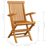 Chaises de jardin avec coussins crème lot de 3 Bois teck massif