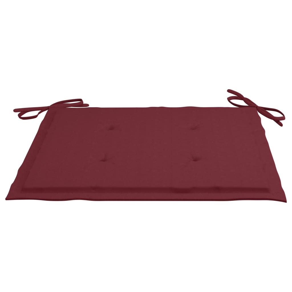 Chaises de jardin avec coussins rouge bordeaux lot de 3 Teck