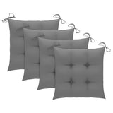 Chaises de jardin avec coussins gris lot de 3 Bois teck massif