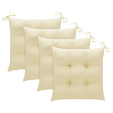 Chaises de jardin et coussins blanc crème lot de 3 Teck massif