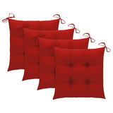 Chaises de jardin avec coussins rouge lot de 3 Bois teck massif