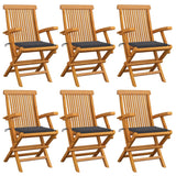 Chaises de jardin avec coussins anthracite lot de 6 Bois teck