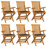 Chaises de jardin avec coussins taupe lot de 6 Bois teck massif