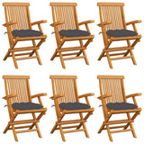 Chaises de jardin avec coussins anthracite lot de 6 Bois teck