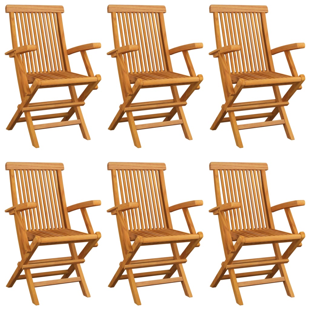 Chaises de jardin avec coussins anthracite lot de 6 Bois teck