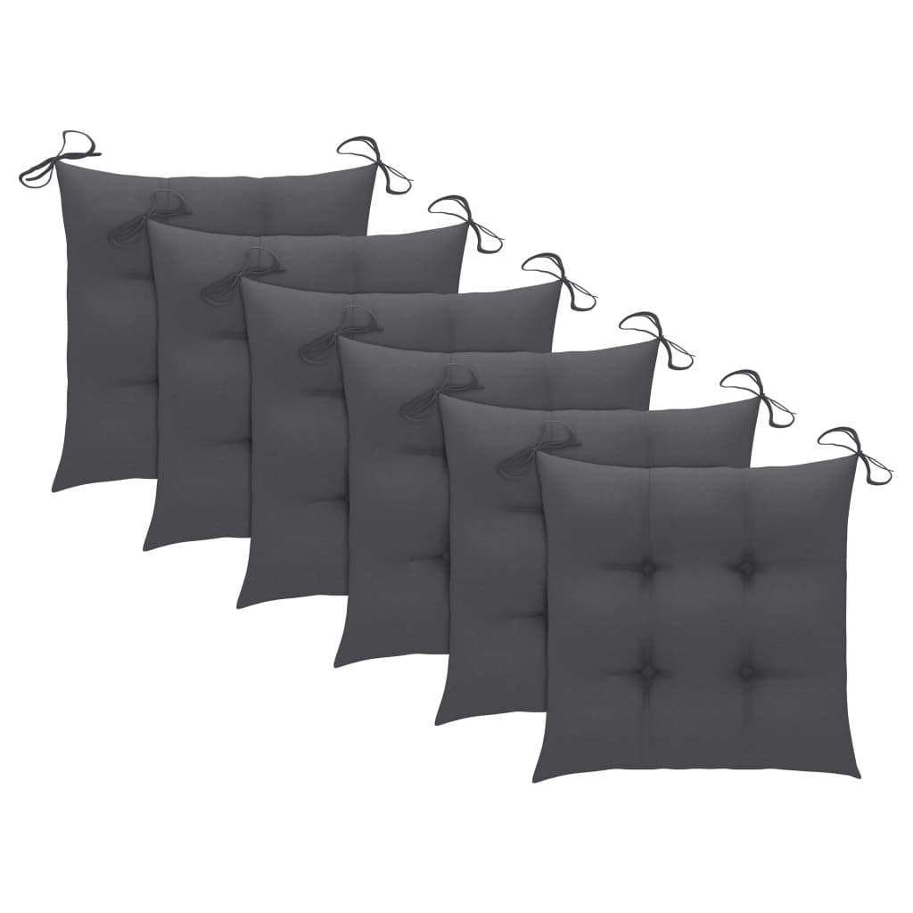 Chaises de jardin avec coussins anthracite lot de 6 Bois teck