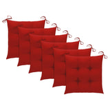 Chaises de jardin avec coussins rouge lot de 6 Bois teck massif