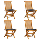 Chaises de jardin et coussins anthracite lot de 4 Bois de teck