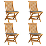 Chaises de jardin et coussins gris lot de 4 Bois de teck massif