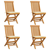 Chaises de jardin et coussins crème lot de 4 Bois teck massif