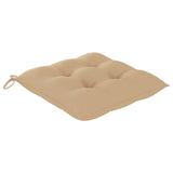 Beige Gartenstühle und Kissen, 4er-Set, massives Teakholz