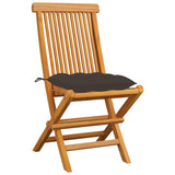 Chaises de jardin et coussins taupe lot de 4 Bois teck massif