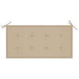 Banc de jardin avec coussin beige 112 cm Bois de teck massif