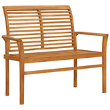 Banc de jardin avec coussin bleu 112 cm Bois de teck massif