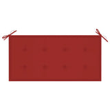 Banc de jardin avec coussin rouge 112 cm Bois de teck massif