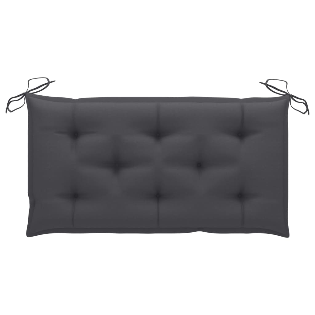 Banc de jardin et coussin anthracite 112 cm Bois de teck massif