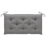 Banc de jardin avec coussin gris 112 cm Bois de teck massif