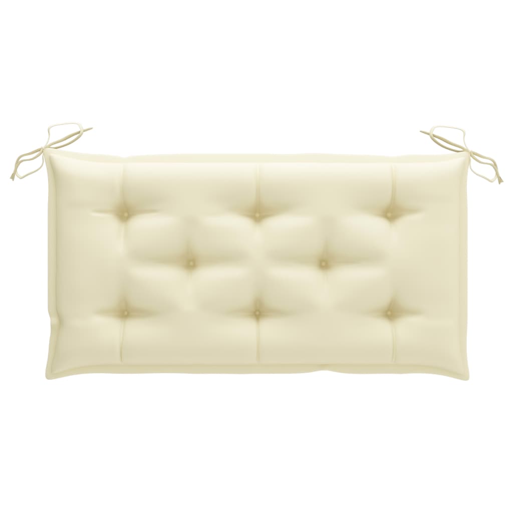 Banc de jardin avec coussin blanc crème 112 cm Bois de teck