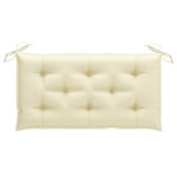 Banc de jardin avec coussin blanc crème 112 cm Bois de teck