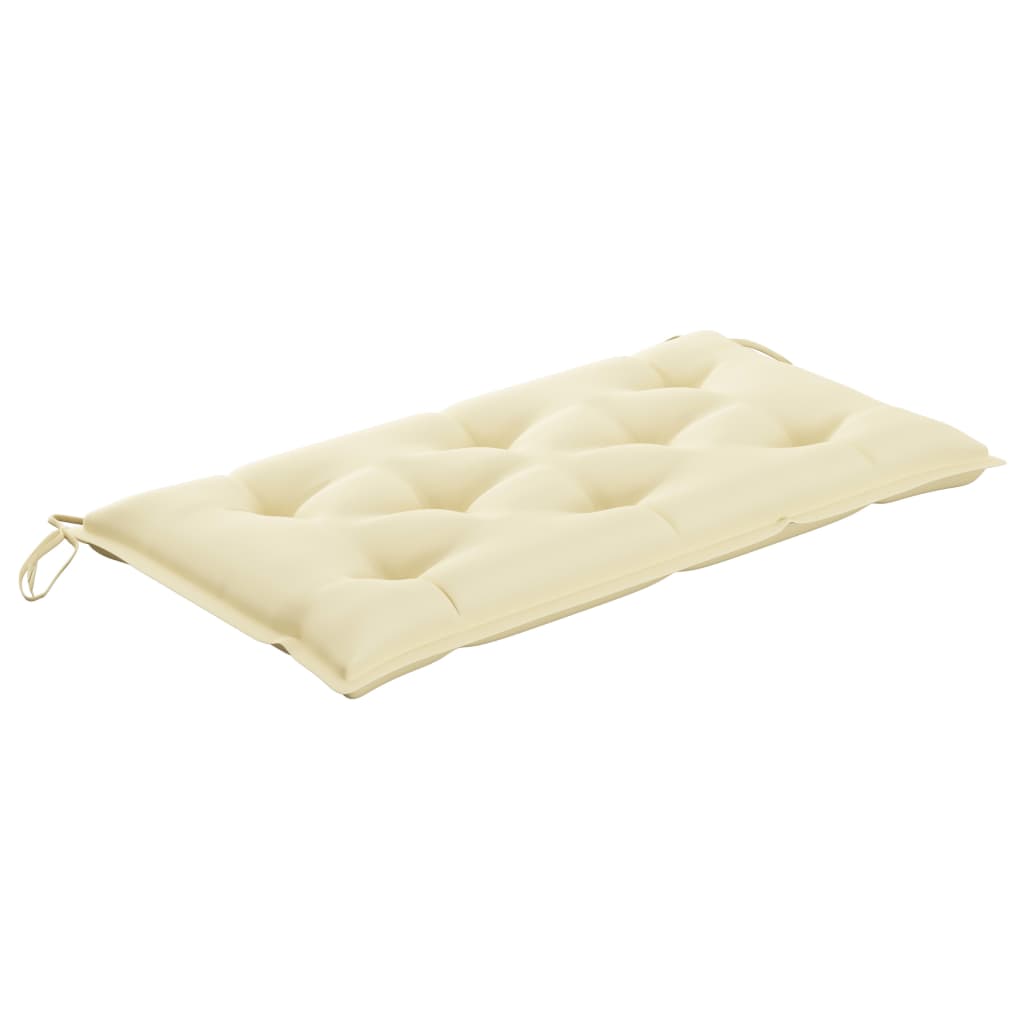 Banc de jardin avec coussin blanc crème 112 cm Bois de teck