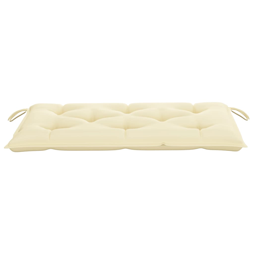 Banc de jardin avec coussin blanc crème 112 cm Bois de teck