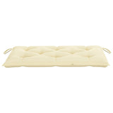 Banc de jardin avec coussin blanc crème 112 cm Bois de teck