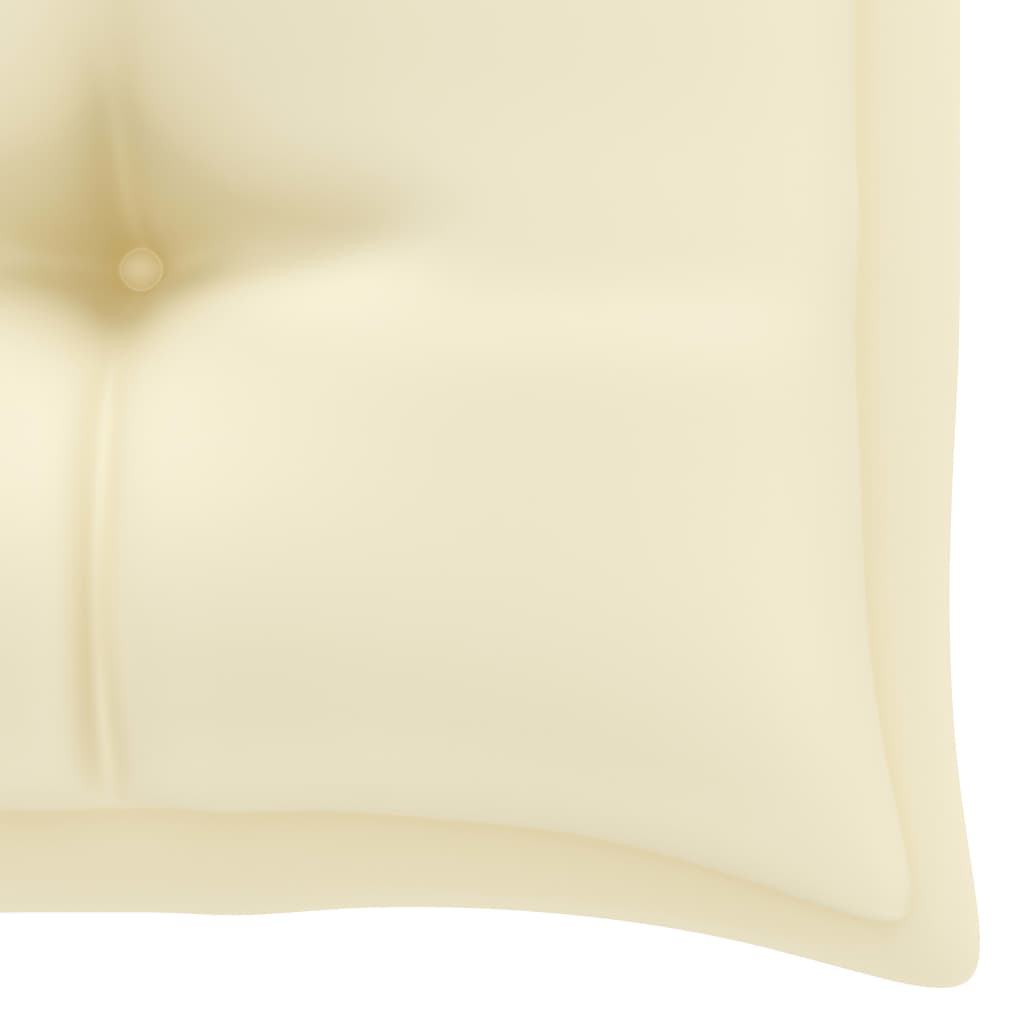 Banc de jardin avec coussin blanc crème 112 cm Bois de teck