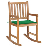 Rocking chair with green cushion Solid teak wood