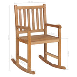 Rocking chair with burgundy red cushion Teak wood