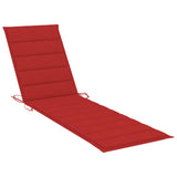 Chaise longue avec coussin rouge Bois de teck solide