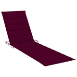 Chaise longue avec coussin rouge bordeaux Bois de teck solide