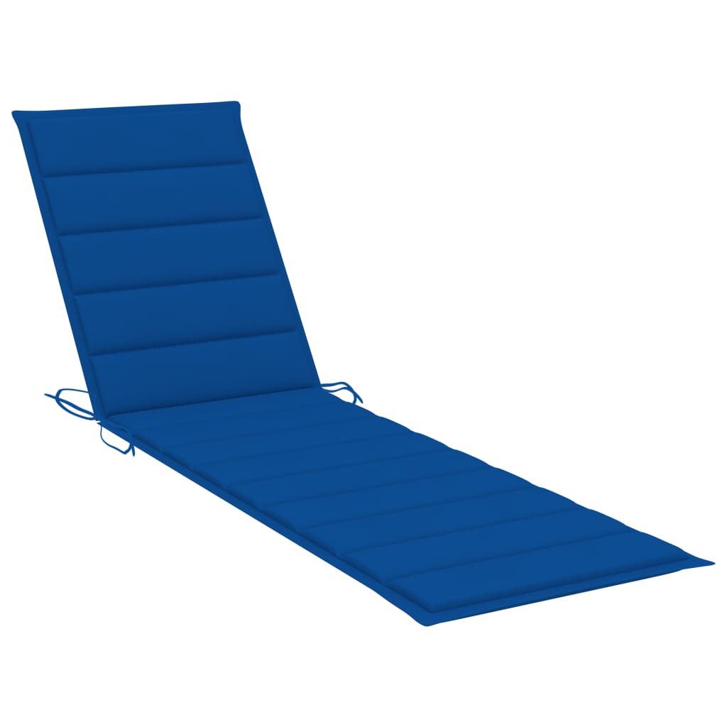 Chaise longue avec coussin bleu royal Bois de teck solide