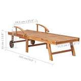 Chaise longue with table and cushion Solid teak wood