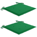 Chaises de jardin lot de 2 et coussins vert Bois de teck massif